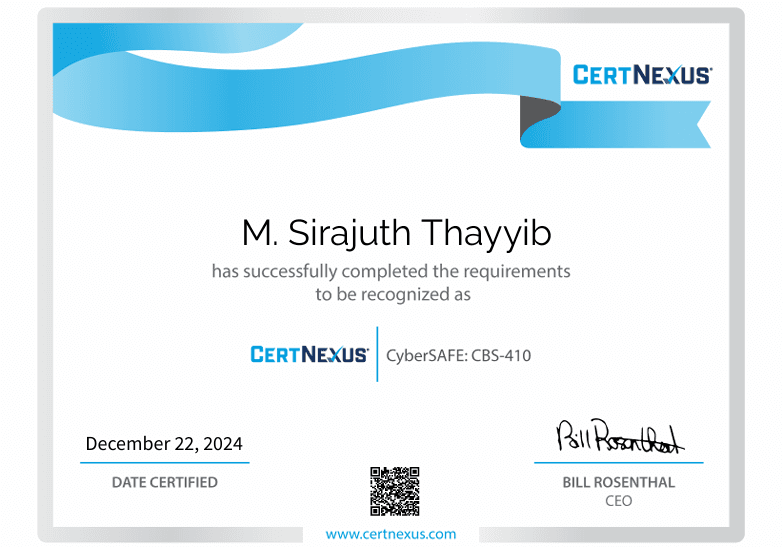 CyberSAFE: CBS-410 certificate