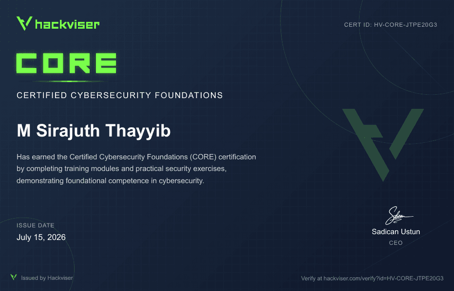 CORE certificate