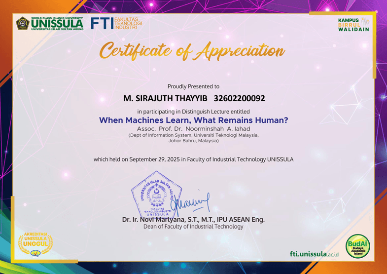 DISTINGUISH LECTURE certificate